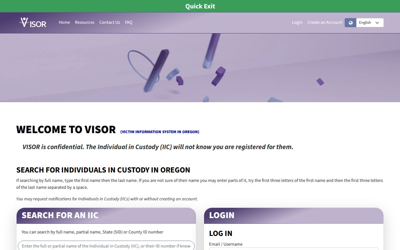 Oregon arrest history VISOR custody search