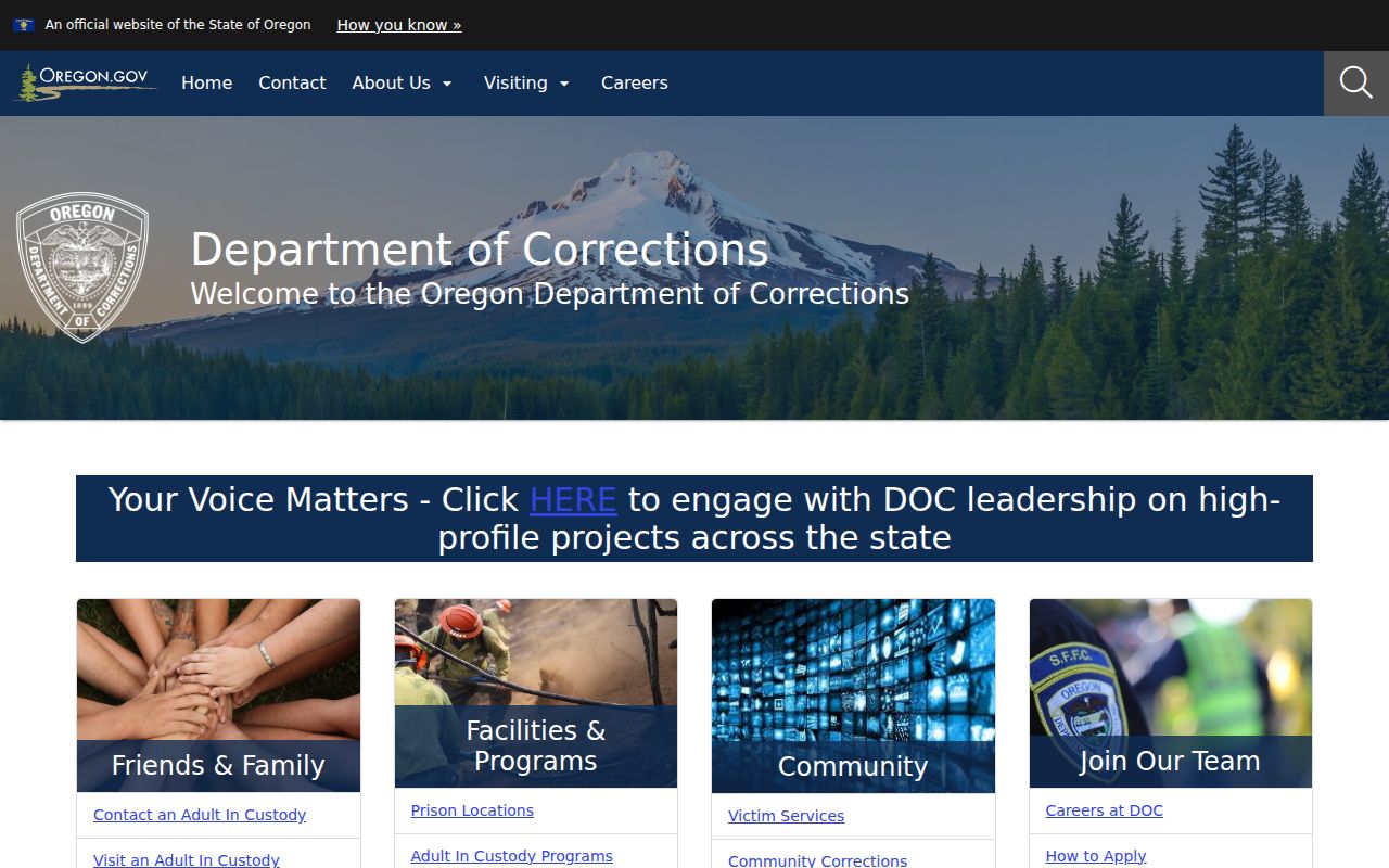 Oregon criminal history Department of Corrections resources