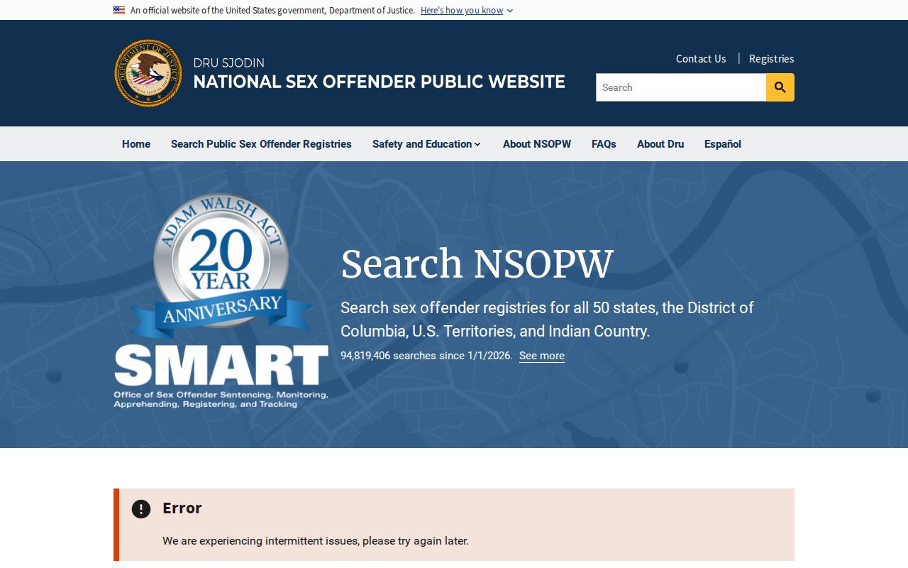 Oregon sex offender check using the national public registry search