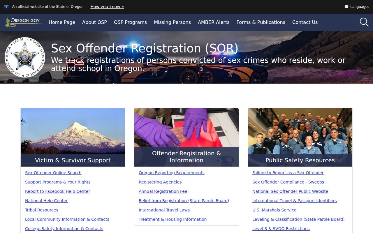 Oregon sex offender check state registration program guidance